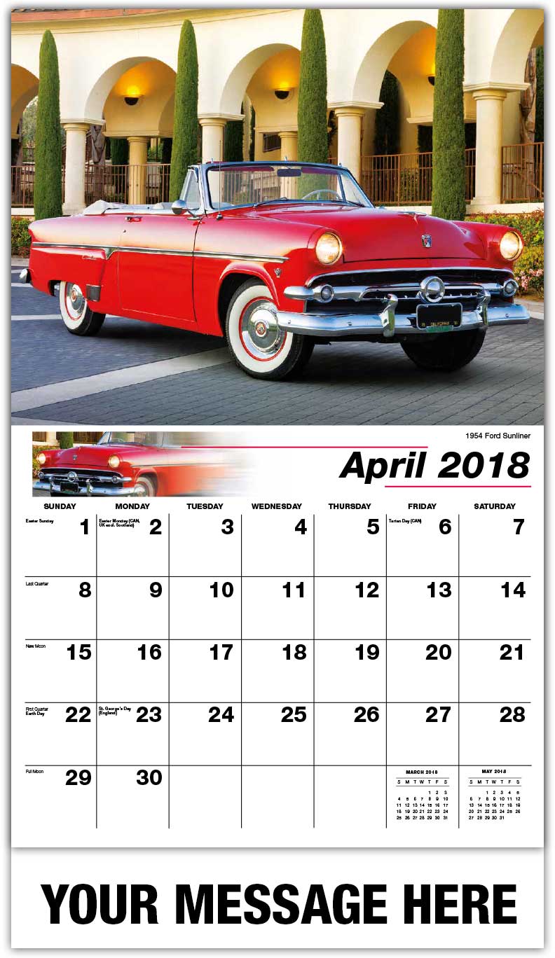 Ford Classic Cars Wall Calendar 65¢ Business Promotional calendars